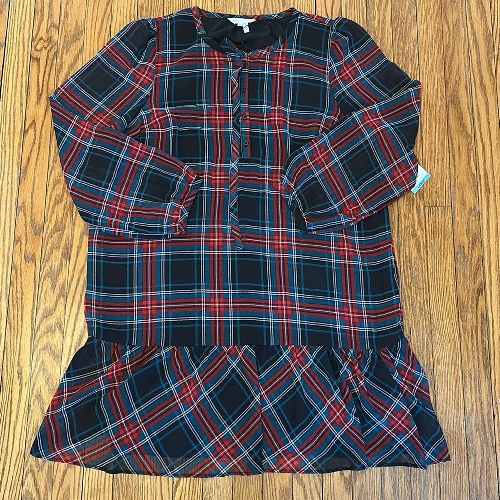 Draper James Red and Black Plaid Midi Dress